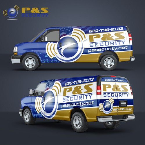 Americana, Service van that installs alarm systems, camera systems & install fiber optic cables Design by Iryna S