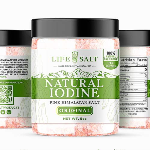 Label for Natural Iodine Pink Himalayan Salt that is fused with Seaweed Design by Design_byMe