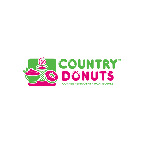 We need a modern exciting logo to encompasses our Name Country Donuts Coffee smoothy bowls Design von crapit