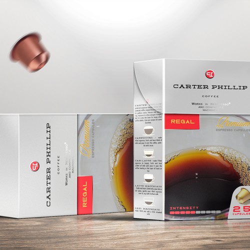 Design an espresso coffee box package. Modern, international, exclusive. Design by bcra