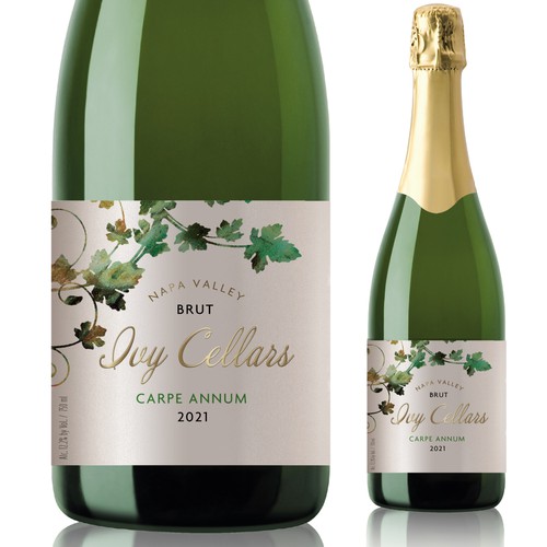 Ivy Cellars sparkling wine label Design by michelange