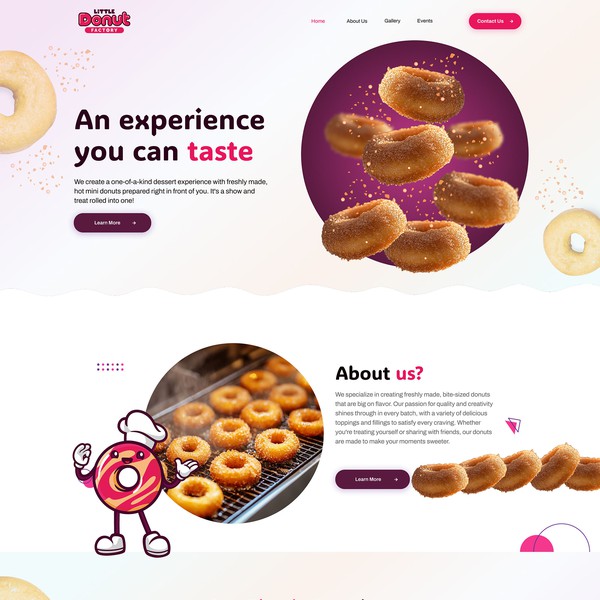 Design realizzato da khalid.faraz intitolato "Little Donut Factory Landing Page"