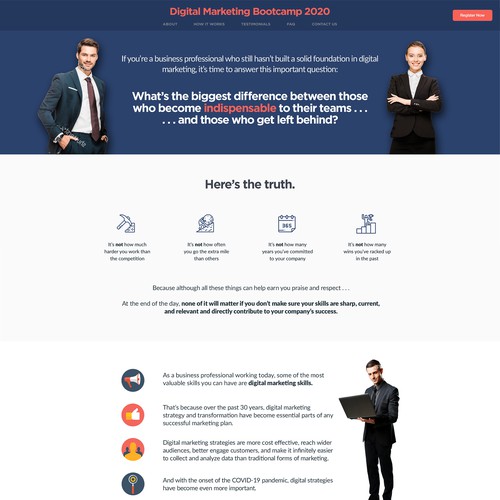 Landing page design contest entry by Archangelo