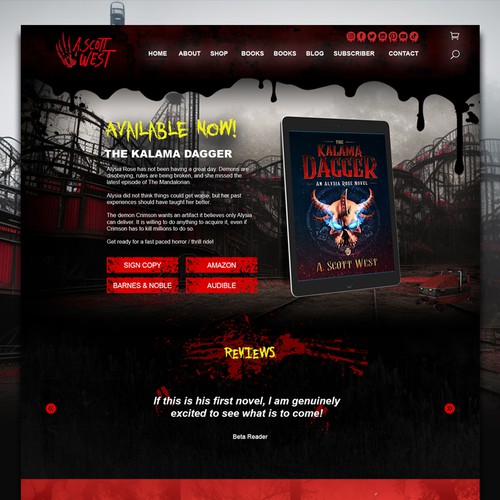 Website Redesign for Horror Author - Get Creepy! Design by yvanweb Designs