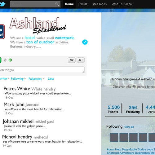 Design by mindsketch titled "twitter background for AmericInn Ashland Splashland"
