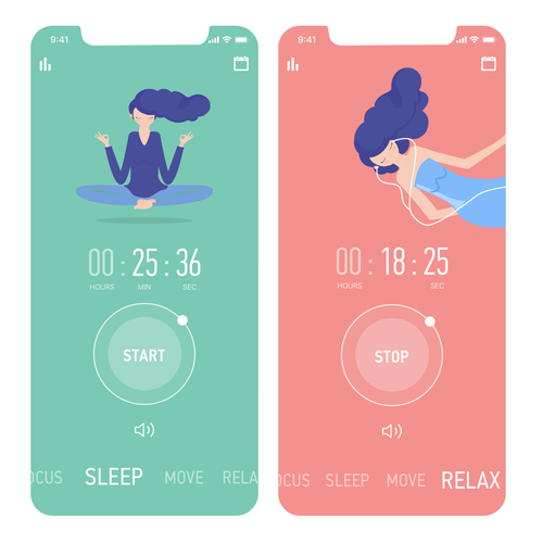 Interface Designs for Timer/Meditation app Design by Irina Arbuz