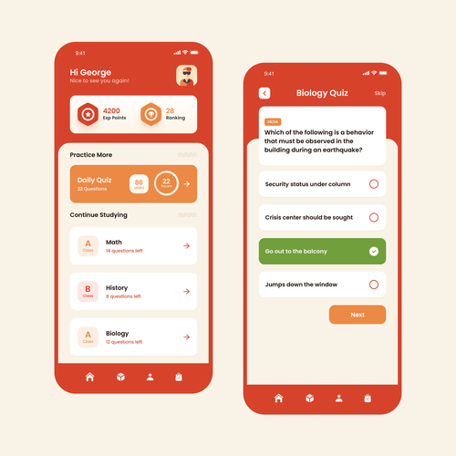 Design 2 screens for a Quiz App Ontwerp door emrescr