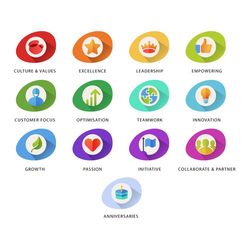 Create a range of badges/icons/images that represent our company values ...