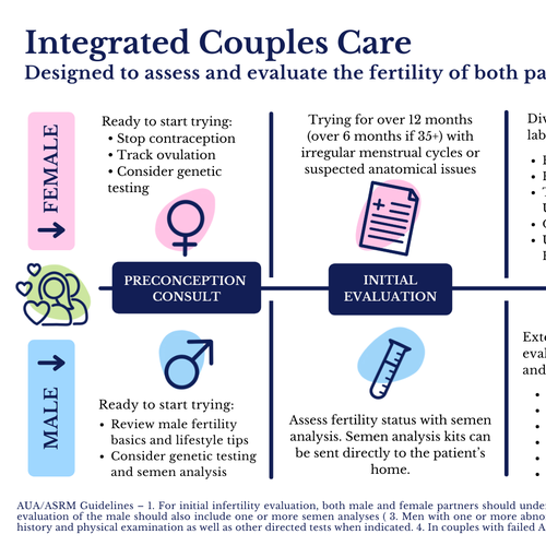 Parallel process infographic of fertility evaluation of female and male Réalisé par selin-k