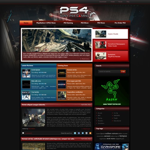 Create a vibrant new web 2.0 look for a PS4 gaming blog! Design by Fenrir Media