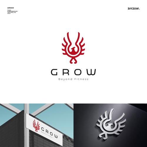 Design Body, Mind and Spirit Logo, GROW Beyond Fitness por Arcane. Lab