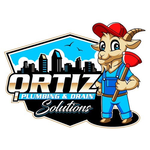 Design a bold GOAT mascot logo for a San Diego plumbing company Design by Sofik_Winner
