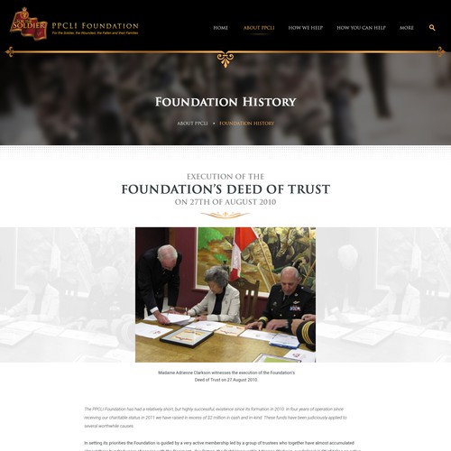 Design PPCLI Foundation website di Infinityデザイナー