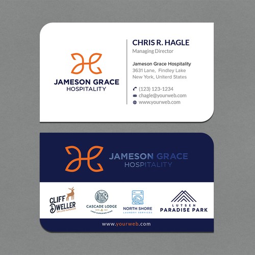 Create a modern and clean business card for a parent company with 4 subsidiaries Design by CurveSky™ ☑️