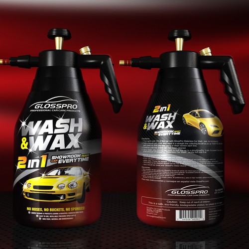 Glosspro "2 in 1 Car Wash and Wax" (Waterless Carwash)  Label-ontwerp door syahaqilah