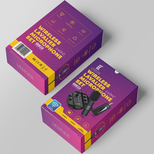 Need modern & catchy packaging design for wireless microphone set Design by #hjp