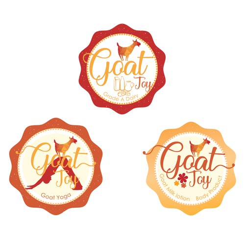 Create a timeless joyful logo for goat joy yoga and goat milk