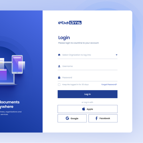 Design Design a login page for our document management system - EBA DMS di REAXUR™