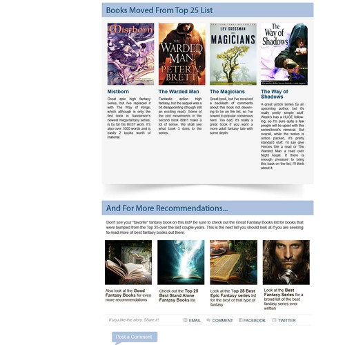 Help Best Fantasy Books with a new website design Réalisé par rosiee007