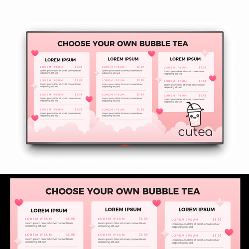 Cutea, bubbletea menu Design by roppuri