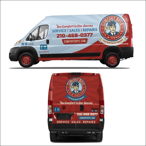 Comfort Boys Service Company New Retro Van Wrap Design Design by dnite