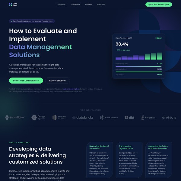 Data-Sleek — Data Consulting Landing Page (Lead Generation UX/UI)