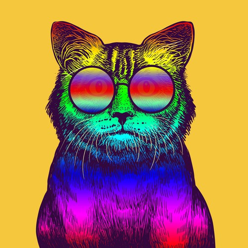 Psychedelic Cats Auto Generated Trading Cards to raise money for Cat Rescue Design von katingegp