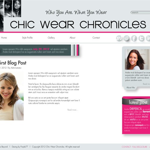 Fashion journalism blog design ($650) Design by Purple77