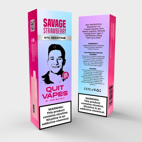 Quit Vape Package for disposable vape device Design by Andy William