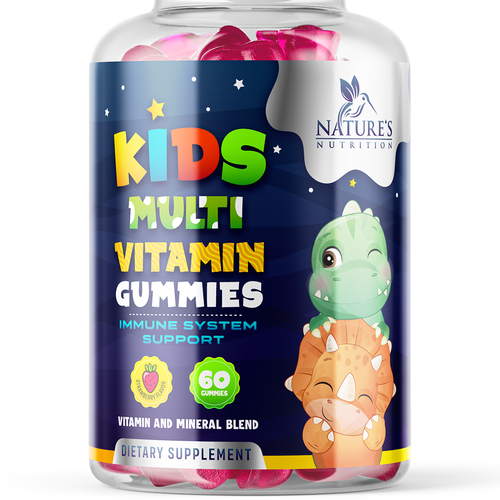 Tasty Kids Multivitamin Gummies Product Label for Nature's Nutrition Design by ZAKIGRAPH ®