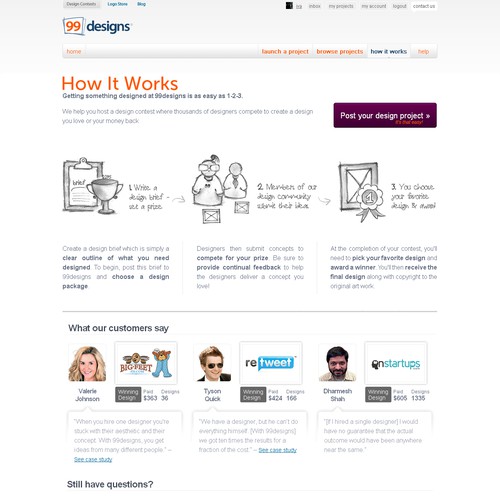 Redesign the “How it works” page for 99designs Design by TORNADODESIGN