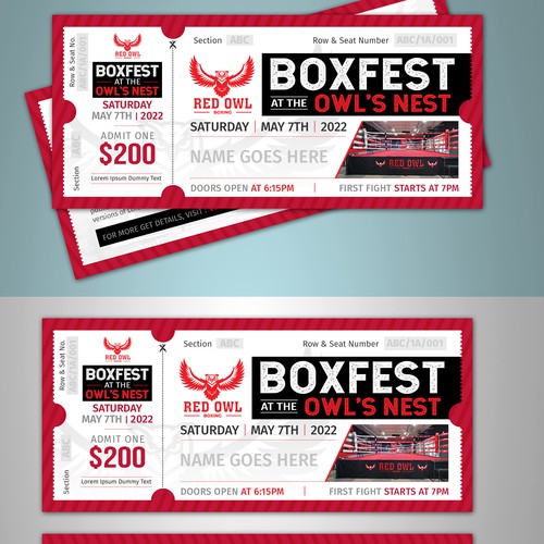 Live Boxing Event Ticket Design Design by 123Graphics