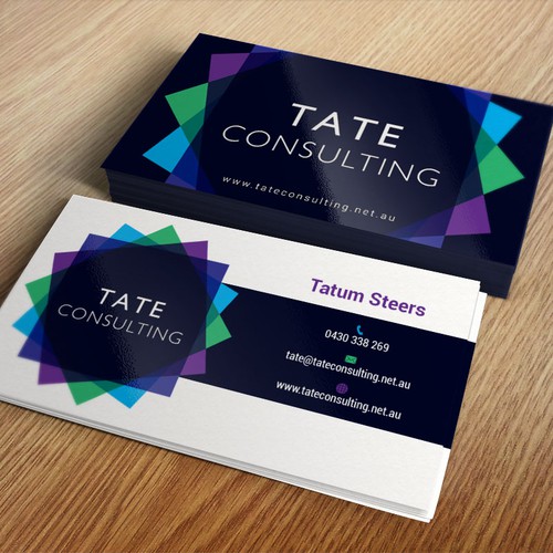 Create a brand spanking new business card for Tate Consulting!!! Design by Zarkum