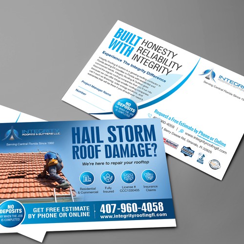 Roofing Company Storm Damage Flyer Diseño de Create4Design