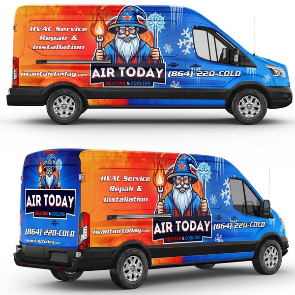 Design by dnxdesign titled "Creative & Vibrant HVAC Van Wrap Design"