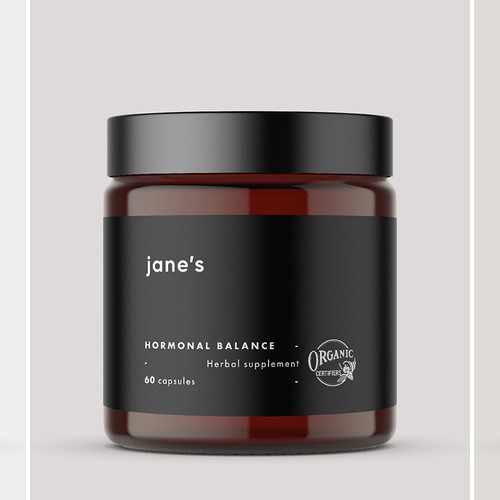 Minimal supplement label design Design by VERYGUT DESIGN