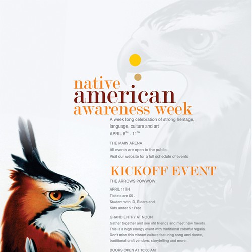 New design wanted for TicketPrinting.com Native Amerian Awareness Week POSTER & EVENT TICKET Ontwerp door roopaljain