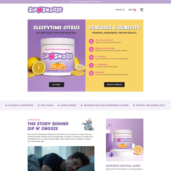 Custom Shopify Theme for Sleep Supplement Brand