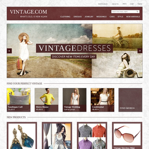 Design by INSANELY.US titled "Vintage.com - A Great Challenge for Top Designers"