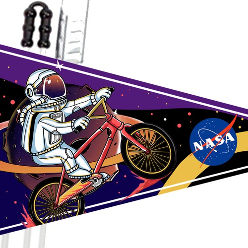 Bicycle flag for boys with space theme Design by Visual Martyr