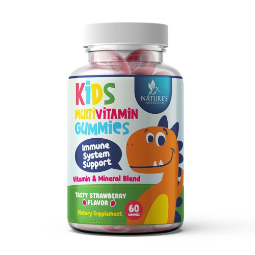 Tasty Kids Multivitamin Gummies Product Label for Nature's Nutrition Design by Nick Visual Co.