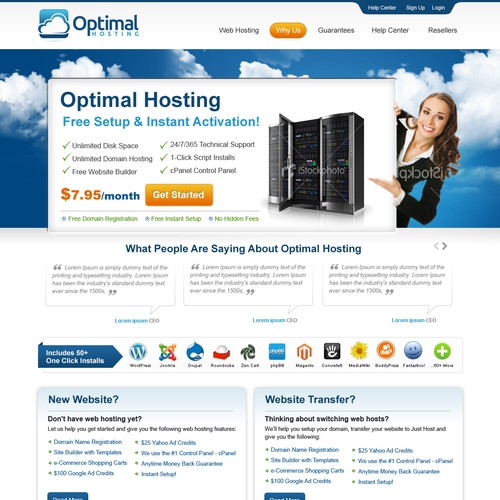 New website design wanted for Optimal Hosting Réalisé par AxilSolutions