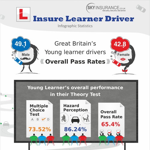 Create the next infographic for Sky Insurance - Insure Learner Driver