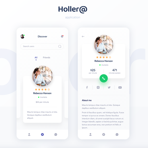 A fresh/modern/progressive styled video-calling app Design by strengthinpixels