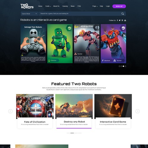 Design "Two Robots" - A card game website (Awesome images included!) Design by OMGuys™