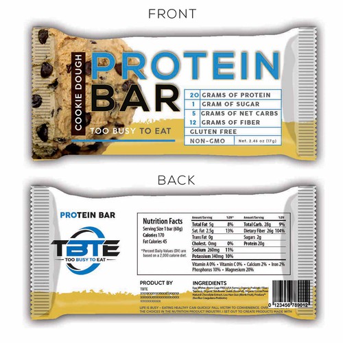 Design Design a unique protein bar wrapper for Too Busy To Eat por bow wow wow