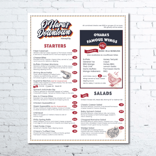 Bar & Grill Menu Design Design by Ings