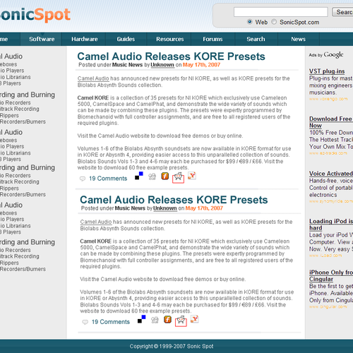 Template For Audio Software Download Site Concursos De Diseno De Pagina Web Codificada 99designs