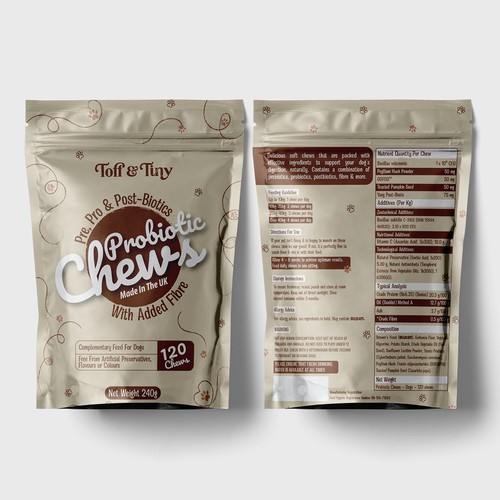 Pouch packaging design - Probiotic Chews for dogs Design by sadiaafrinrumky