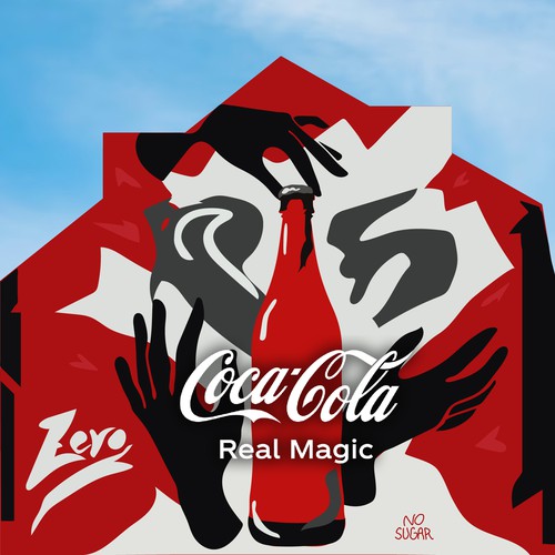 Artistic mural design for Coca-Cola Zero in Brussels Réalisé par melange*